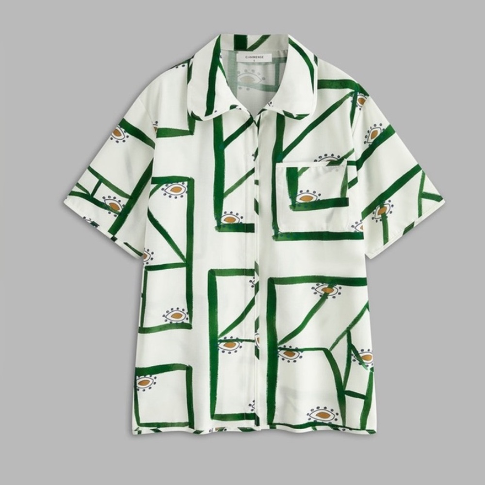 BNWT COMMENSE Green and White Patterned set - Picture 2 of 4